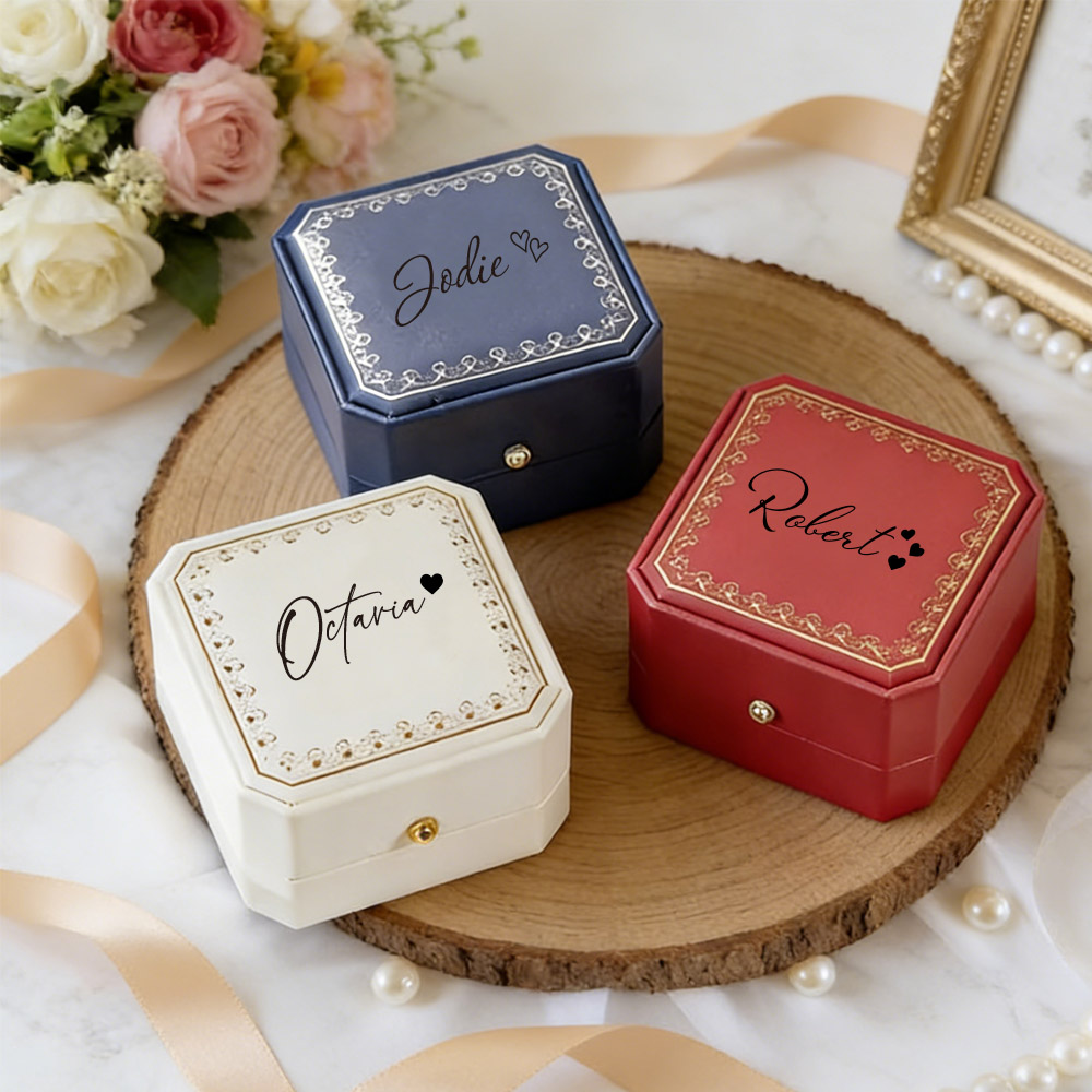 Wedding Packaging - Boîte à bague personnalisée en similicuir