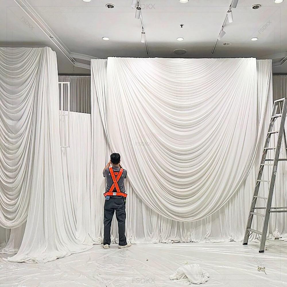 FSDKX pas cher blanc glace soi - Wedding Backdrop Curtain avis et prix