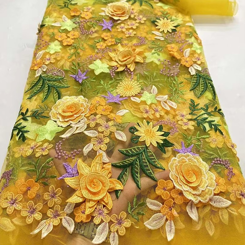 Tissu en tulle brodé floral 3D - Wedding Dress Supply avis et prix