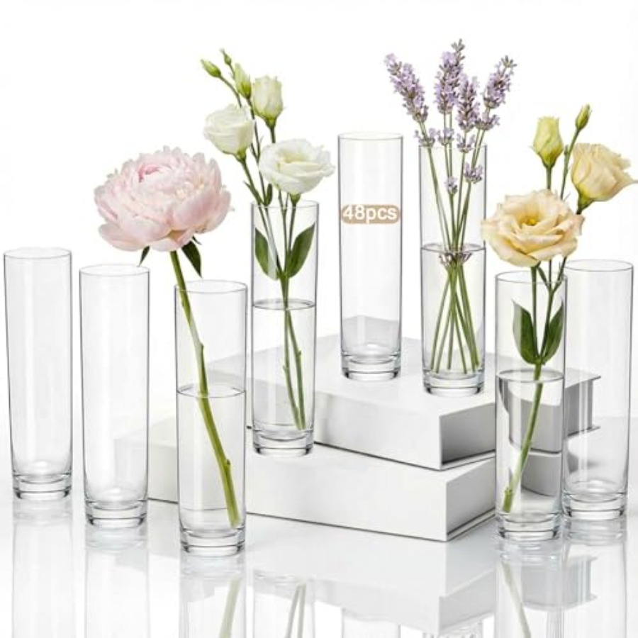 48 vases cylindriques en acryl - Centerpiece Vase Tall avis et prix