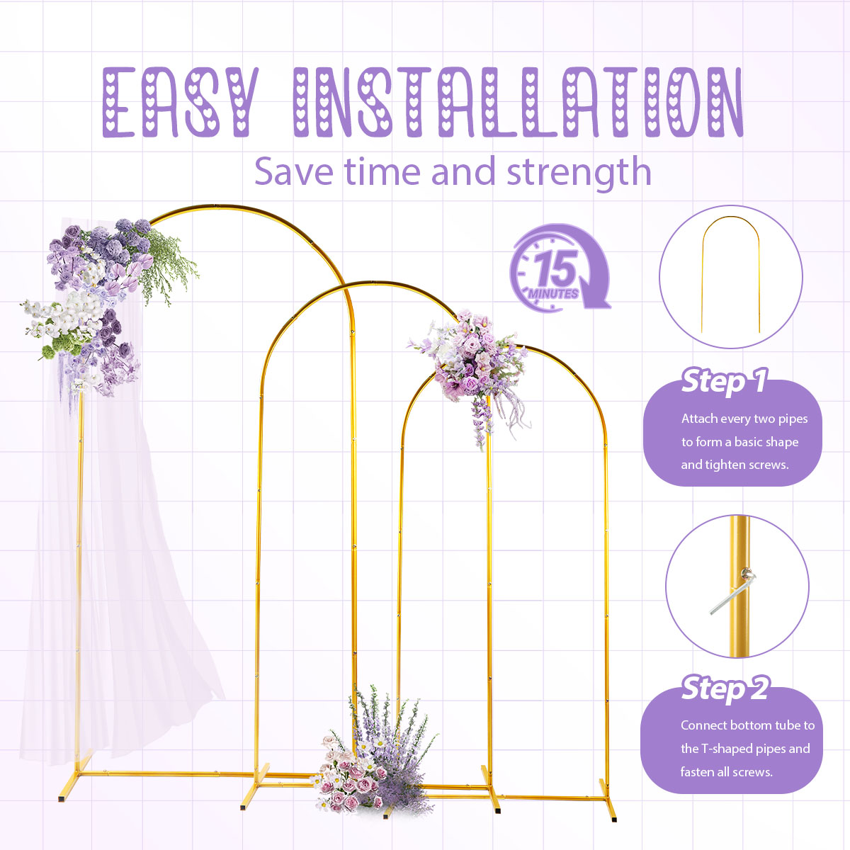 Kits d'arc en métal doré, supp - Wedding Balloon Arch avis et prix